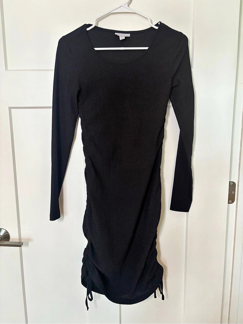 Topshop Black Ruched Mini Dress Size 2